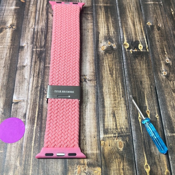 5for$10 Pink 38/40/41mm Braided stretch band adjustable Stainless Steel clasp - Picture 4 of 9